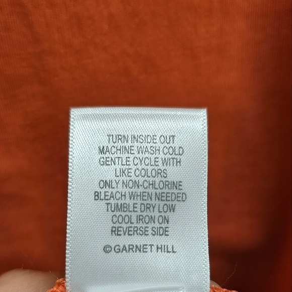 Garnet Hill Orange Tencel Terry V-Neck Shirt Dress Size Medium Pockets Stretch - Picture 10 of 10